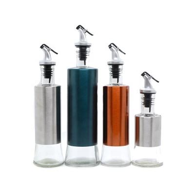 China Steamable 500ml Glass Olive Oil Bottle Dispenser Pouring Set Oil Cooking 17oz for sale