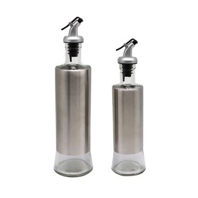 China Steamable Kitchen Container Olive Oil Bottles Stainless Steel Household Seasoning Sealed Glass Oil Bottles for sale