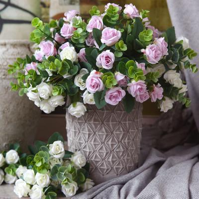 China 11 High Simulation Roses Flower Arrangement Exquisite Indoor Living Room Porch Flower Arrangement Interior Decoration for sale