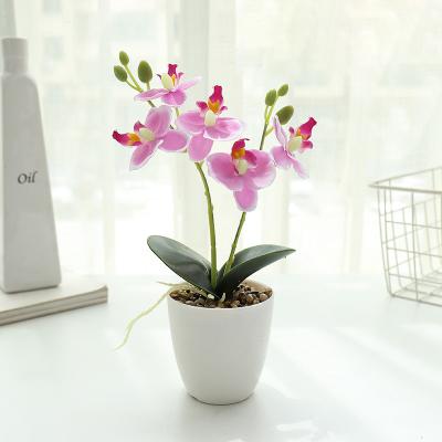 China New simulation bonsai orchid butterfly high simulation two fork artificial flower plant decoration flower manufacturers for sale