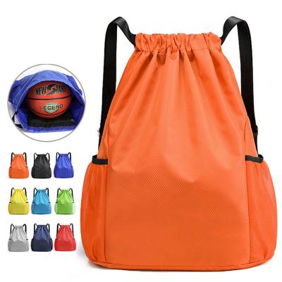 China Drawstring Bag Recycled Drawstring Bag Custom Anti-theft Foldable Nylon Football Sport Gym Drawstring Bag for sale