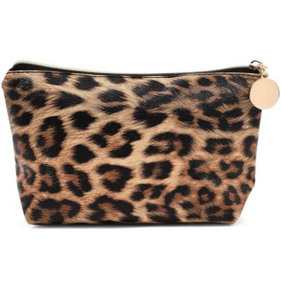 China Fashion Leopard Printing Custom Cosmetic Bag Pouch Beauty Makeup Organizer Case Bag For Women for sale