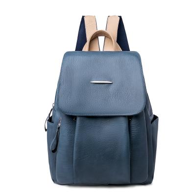 China Girls Waterproof Fashion Vintage School Backpack Genuine Leather Genuine Leather Backpack For Women Travel Rucksacks PU Blue Black Bag for sale