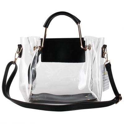 China Fashion High Quality White Women Transparent Top Handle Logo Library Tote Handbag Embossing Custom Made for sale