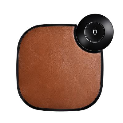 China Newest Brown Design 2020 ICARER Outdoor Genuine Leather 10W Output Cell Phone Radio Wireless Fast Charging Charging Station For iPhone for sale