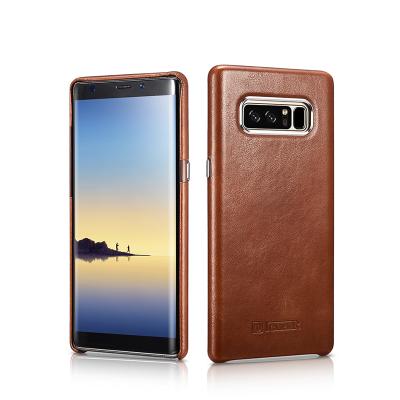 China ICARER Genuine Cowhide Leather Mobile Back Cover High Quality Genuine Leather Phone Case For Galaxy Note 8 for sale