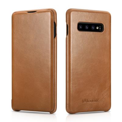 China Vintage Style Genuine Leather Genuine Leather Cell Phone Slim Case For Samsung Galaxy S10 for sale