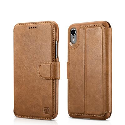 China ICARER Genuine Cowhide Leather Distinguished Series Real Leather Detachable 2 In 1 Wallet Folio Case For iPhone XR for sale