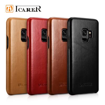 China Folio Case ICARER Curved Edge Vintage Series Real Leather Cell Phone Folio Case For Samsung S9 S9 Plus for sale