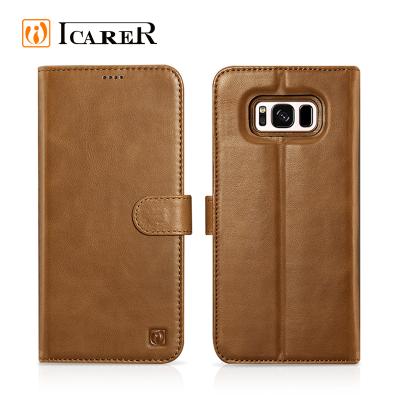 China 2 in 1 Wallet ICARER Detachable 2 in 1 Wallet Flip Genuine Leather Case for the Samsung Galaxy S8 for sale