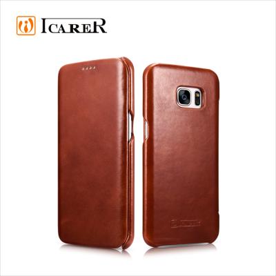 China Mobile Phone Flip Cover Flip/Edge S7 and S7 Galaxy Folio Case ICARER Genuine Leather Flip Cover Case For Samsung for sale