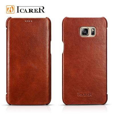 China Flip / Genuine Leather Case ICARER Folio Case For Samsung Galaxy S6 Edge Plus Real Leather Flip Cover for sale