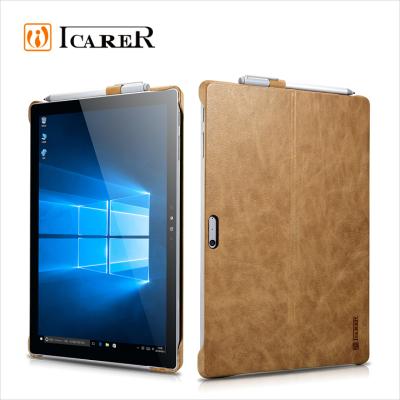 China Ultra Thin Back Cover Case ICARER Genuine Leather Back Cover Tablet Case For Microsoft For Surface Pro 4 With Stand Function Luxury Series for sale