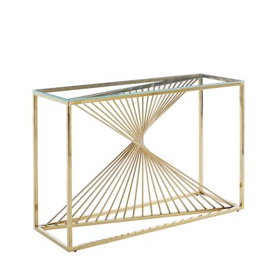 China 2020 KD Gold Stainless Steel Hot Selling Big 3 Modern Gold Coffee Table for sale