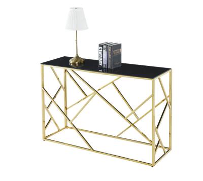 China Modern Gold Stainless Frame Clear Glass Coffee Console End Table for sale