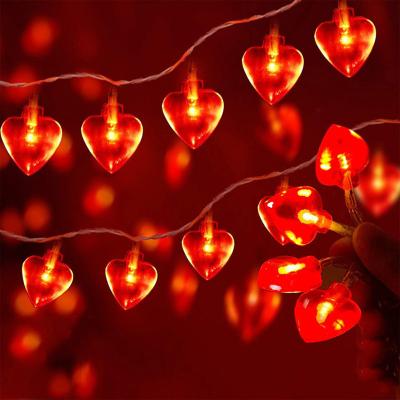 China Battery Operated Heart Love Valentine Lights 10/20/30/40leds Heart Shaped String Lights for Wedding Party Birthday Home Decor for sale