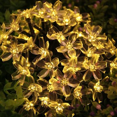 China 50 LED Flower Blossom Solar String Lights Solar Powered Cherry Blossom Sakura Lights 8 Modes Multicolor for Christmas Outdoor for sale