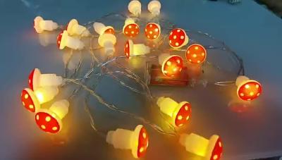 China Mushroom String Lights Fairy String Lights Battery Operated Silver Wire LED USB and Battery Powered for Garden Patio Lawn Decor for sale