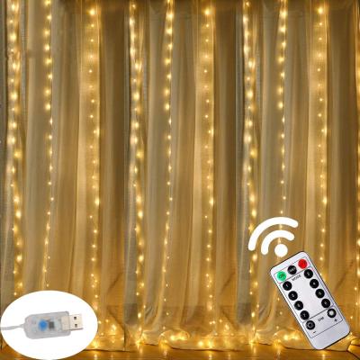 China 3M LED USB Power Remote Control Curtain Fairy Lights Christmas Garland Lights LED String Lights Party Garden Home Weddin for sale