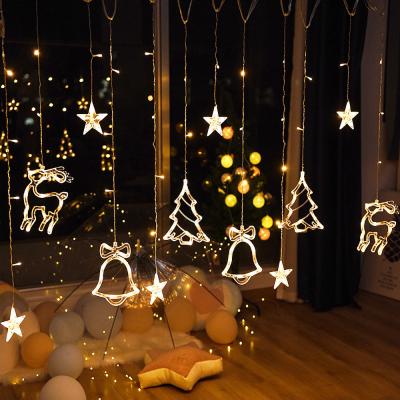 China 3.5M LED Star Deer Tree Bell 220V 110V Christmas Garland Fairy Curtain String Lights For Home New Year Wedding Party Dec for sale