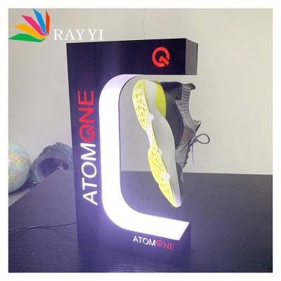 China Handmade Magnetic Floating LED Sneaker Shoe Levitating Display Stand for sale