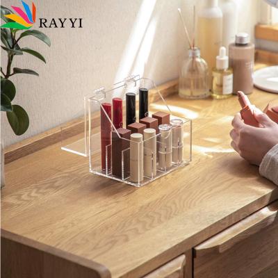 China Creative Acrylic Cosmetic Organizer Stored Makeup Brush Holder Lipstick Storage Box for sale