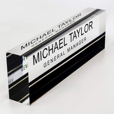 China Custom desktop art display blocks perspex nameplate RB-002 for sale