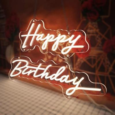 China Rayyi Stores Drop Shipping Happy Birthday Acrylic Neon Lights Sign LED Strip Lighting Warm White for sale