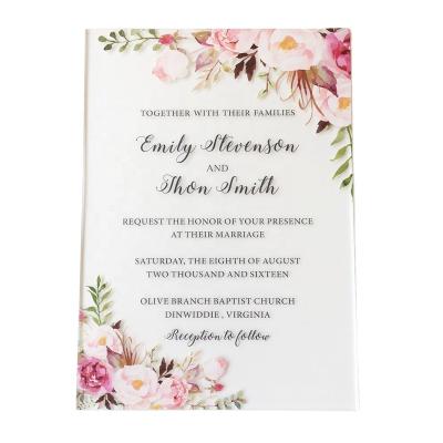 China Wedding Events Customized Sample Set 5x7 Inch Frosted Acrylic Wedding Invitation Cards for sale