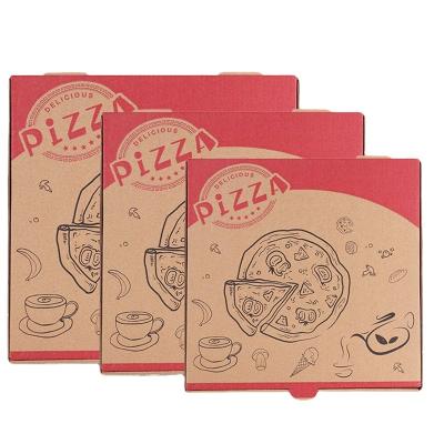 China Disposable Custom Logo Printed Paper Packaging Pizza Box Brown Pizza Takeout Box for sale