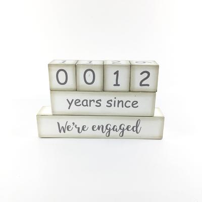 China DIY TOY Love Wooden Blocks Solid Wood Wedding Milestone Age Blocks Keepsake For Wedding Blocks Decor for sale