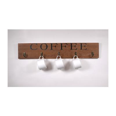 China Viable Coffee Cup Display and Organizer Rustic Style Coffee Wooden Cup Holder for sale