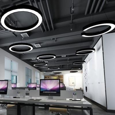 China Modern Office Customized Diameter Size Dimmable Round Suspended Lamp Ceiling Pendant Led Lights Ring Circular Linear Chandelier for sale