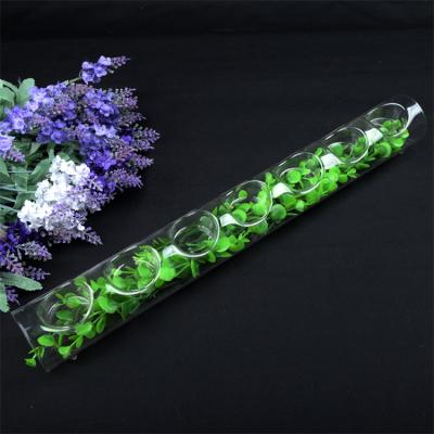 China Home Glass Pillar Tea Light Candlestick Candelabra Decoration Glass Candle Holder for sale