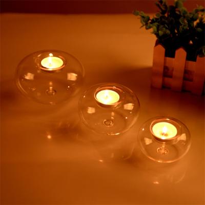 China Large quality home main translucent glass candlestick decoration glass tube candle holder for sale