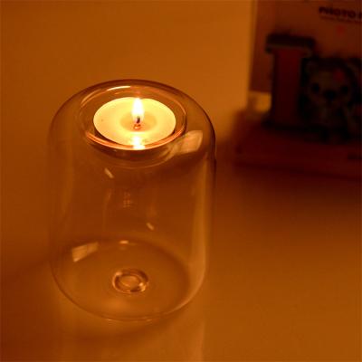 China Glass Stand Color Home Decoration Colored Candlestick Geometric Glass Candle Holder for sale