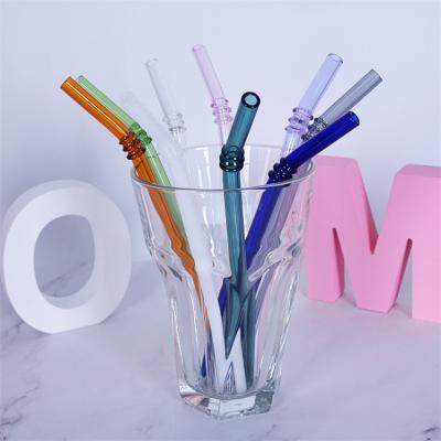 China Bent Curved Eco-Friendly Reusable Clear Twisted Borosilicate Wholesale Viable Bent Colored Glass Straw for sale