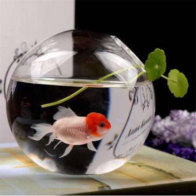 China Contemporary Wholesale Small Hand Blown Glass Aquarium Exquisite Glass Fish Bowl for sale