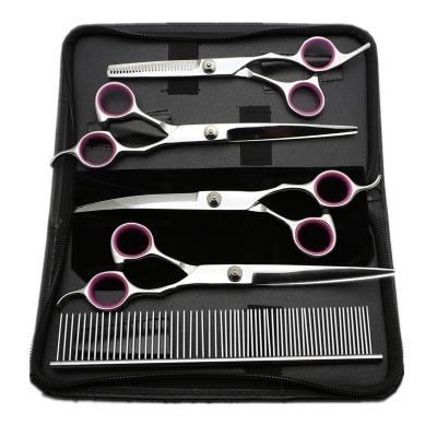 China Pet Supplies Sustainable Dog Cat Grooming Scissors Set Straight Curved Thinning Shears Kit for sale