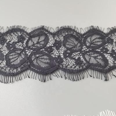 China 8.cm Width Handmade Wholesale Eyelash Lace Ornaments White And Black Nylon Textile Lace for sale