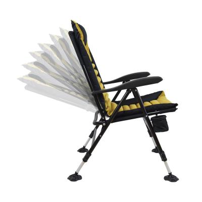 China Luxury Comfortable Adjustable Padded High Back Reclining Chair Padded Outdoor Foldable Portable Folding Camping Chair for sale