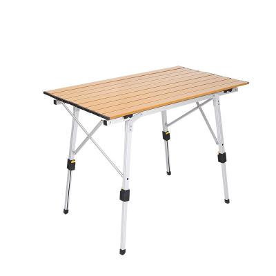 China Contemporary Height Adjustable Aluminum Frame Foldable Camp Table Lightweight Foldable Large Portable Outdoor Roll Up Table for sale