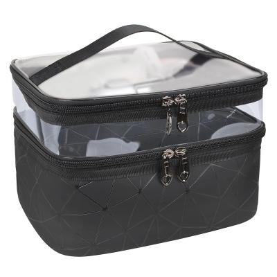 China Multifunctional Makeup Bags Double Layer Travel Cosmetic Cases Make Up Organizer Toiletry Bags for sale