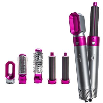 China Hot Air Styling One Step 5 in 1 Auto-rotating Kit Ion Straightener Hair Curler Hair Dryer Electric Comb Wand Interchangeable Curling Brush for sale