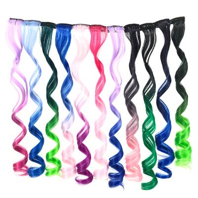 China I-Tip Hair Fashion Color Popular Gradient Seamless Long Curly High Temperature Clip Fiber Hair Extension for sale