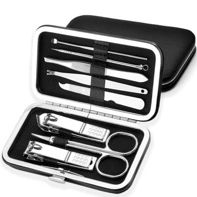 China Durable 8 PCS Manicure Set Nail Clippers Set Pedicure Kit Stainless Steel Nail Tools With Beautiful Travel Case for sale