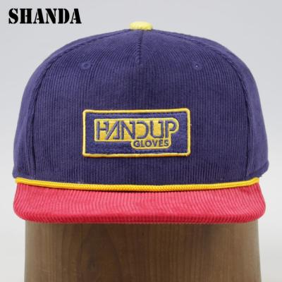 China JOINT Custom Snap Back Navy Color Flat Brim Baseball Corduroy Empty Corduroy Hat for sale