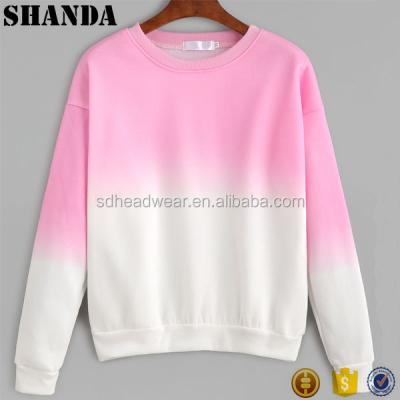 China Anti-pilling Wholesale Decorated Soft Custom Ombre Drop Shoulder Pretty Logo Sweatshirt for sale