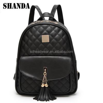 China Embroidery Women Leather Bags PU Leather Shoulder Bags Lady Quilted Leather Backpack for sale