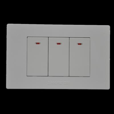 China New Design 118 Low Price Residential American Switch 118*75mm 110V-250V 16A Way Peru Mexico Style White Color 3 Part New for sale